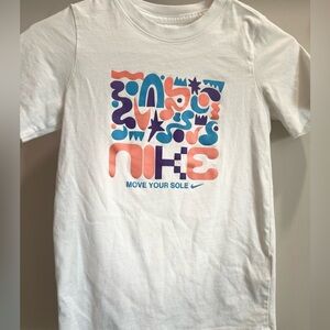 Nike Kids White Tee with Colorful Graphic